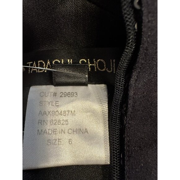 Tadashi Dress 6 Black Metallic Sequin Stretch Sheath Wedding Party Cruise Event - Picture 10 of 13